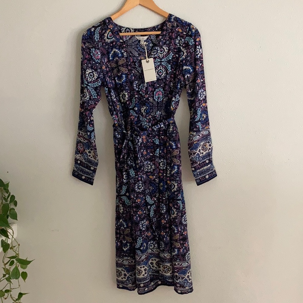 NWT. Lucky Brand floral midi dress. Size XS.
